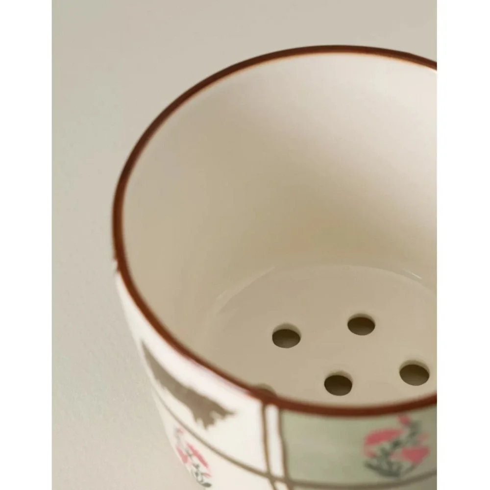 Anthropologie‎ Millie Berry Basket Bowl Cow Bull Green Refrigerator Farmhouse